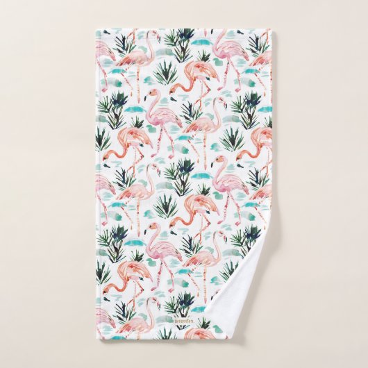 AWKWARRRD Aquarell-Rosa-Flamingos Badhandtuch Set (Handtuch)