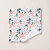 AWKWARRRD Aquarell-Rosa-Flamingos Badhandtuch Set (Waschlappen)