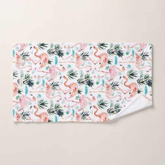 AWKWARRRD Aquarell-Rosa-Flamingos Badhandtuch Set (Handtuch)