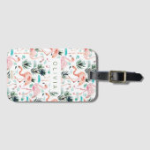 AWKWARRRD Aquarell-Rosa-Flamingos kundenspezifisch Gepäckanhänger (Vorderseite (Horizontal))