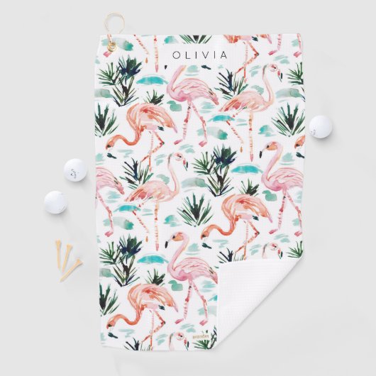 AWKWARRRD Watercolor Pink Flamingos Golfhandtuch (Insitu)