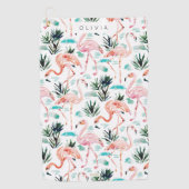 AWKWARRRD Watercolor Pink Flamingos Golfhandtuch (Vorderseite)