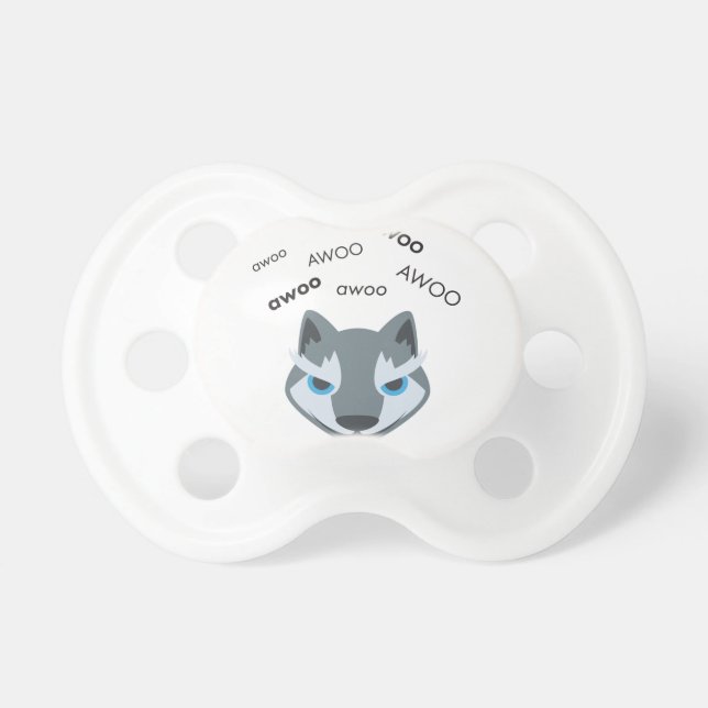 Awoo Wolf Niedlich Emoji Schnuller (Vorne)