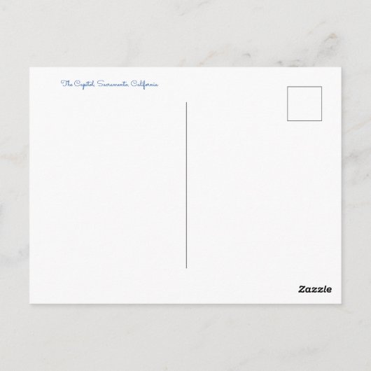 aWorld2Celebrate: Grüße von Sacramento! Postkarte (Rückseite)