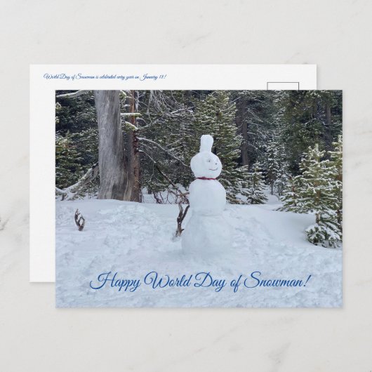 aWorld2Celebrate: Happy World Day of Snowman! Postkarte (Vorne/Hinten)