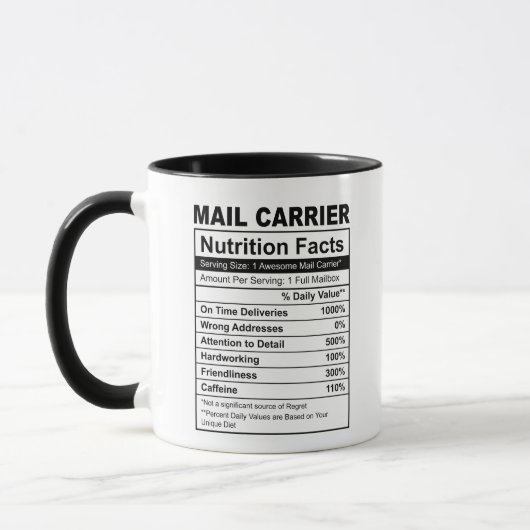 Awsome Mail Carrier Funny Nutrition Facts Tasse (Links)