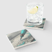 Awupdee schreiben Sie es einfach auf eklektischen  Steinuntersetzer (Seitenansicht)