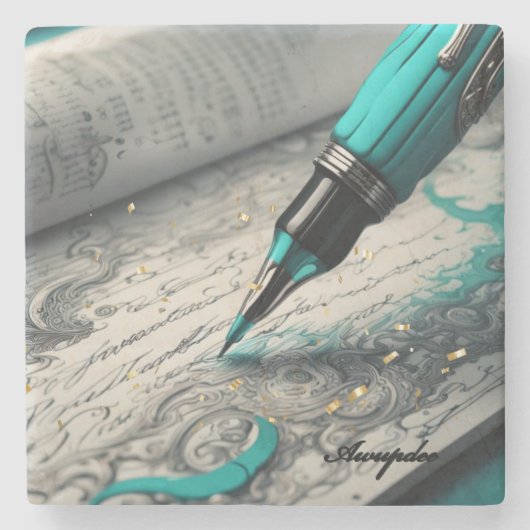 Awupdee schreiben Sie es einfach auf eklektischen  Steinuntersetzer (Vorderseite)