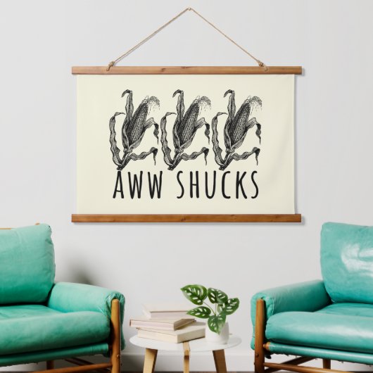 Aww Shucks Corn Husk Funny Farm Wandteppich Mit Holzrahmen (Wohnzimmer)