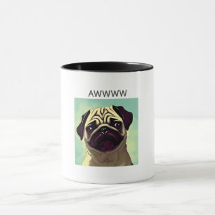 Awww Niedlicher Mops je Portraits Mops Cartoon Tasse