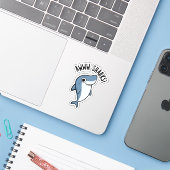 Awww Sharks Funny Animal Pun Aufkleber (Laptop mit iPhone)