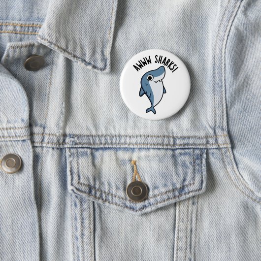 Awww Sharks Funny Animal Pun Button (Beispiel)