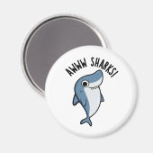 Awww Sharks Funny Animal Pun Magnet (Vorderseite/Rückseite)