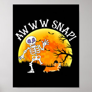 Awww Snap Lustiger Skelett Corgi Hund Wortspiel Gr Poster