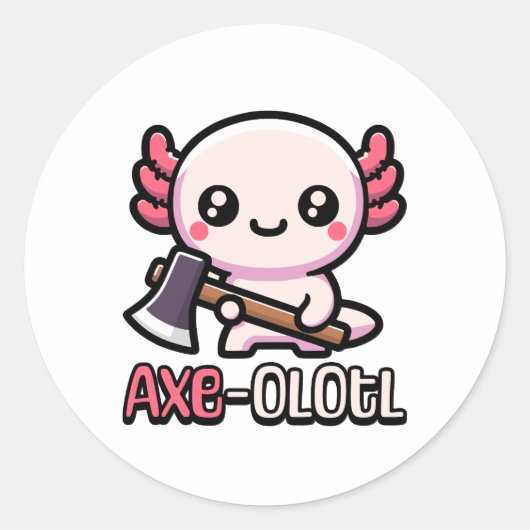 Ax-Olotl! Niedlicher Axolotl Pub Runder Aufkleber (Vorderseite)