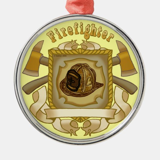 Ax Shield FireFighter Silbernes Ornament (Vorne)