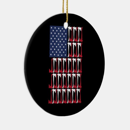 Ax Throwing American Flag für Lumberjacks Keramik Ornament (Rechts)