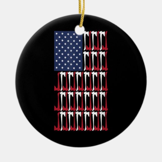 Ax Throwing American Flag für Lumberjacks Keramik Ornament (Vorne)