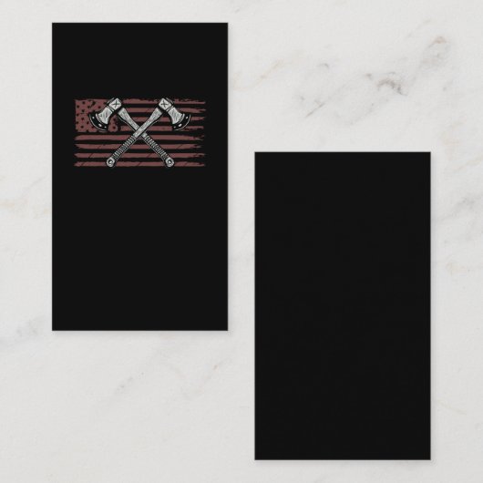 Ax Throwing American Flag USA Woodwork Visitenkarte (Vorne/Hinten)