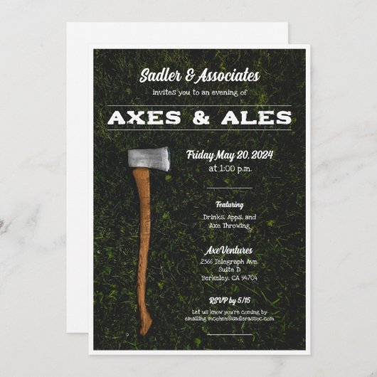 Ax Throwing Party Einladung (Vorne/Hinten)