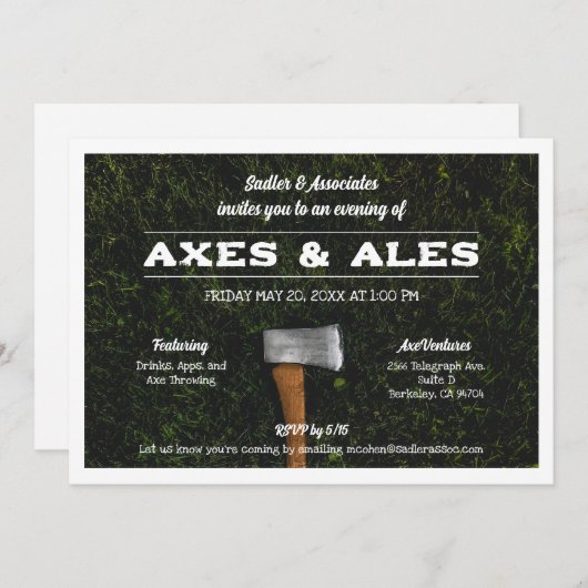 Ax Throwing Party Einladung (Vorne/Hinten)