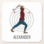 Ax Throwing Rechteckiger Pappuntersetzer (Vorderseite)
