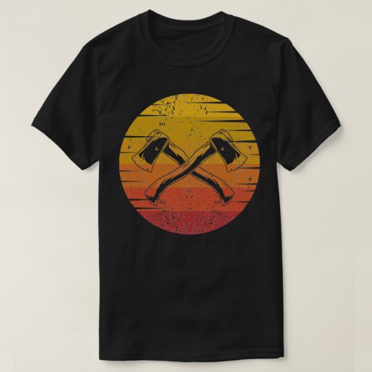 Ax Throwing Retro Sunset Ax Throwing Hatchett Lu T-Shirt (Design vorne)