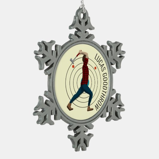 Ax Throwing Schneeflocken Zinn-Ornament (Links)