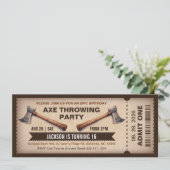 Axe Throwing Birthday Invitation Einladung (Stehend Vorderseite)