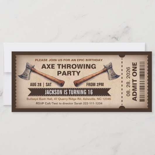Axe Throwing Birthday Invitation Einladung (Vorderseite)