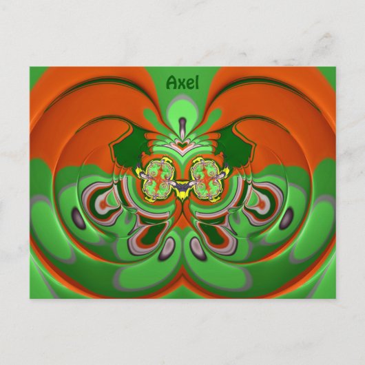 AXEL~ 3D Design Muster ~ Weihnachtsfarben~ Postkarte (Vorderseite)