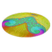 AXEL~ 3D Gelbgrün rosa Originaldesign Schneidebrett (Ecke)