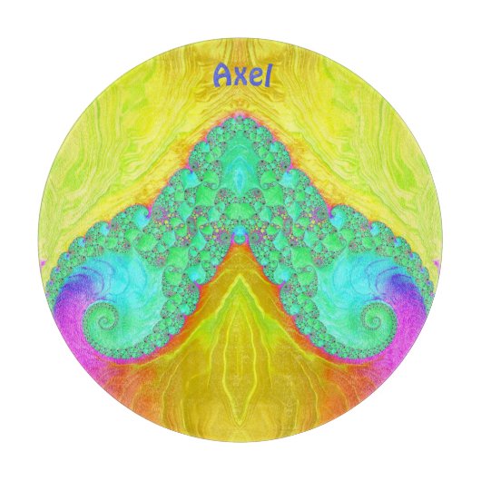 AXEL~ 3D Gelbgrün rosa Originaldesign Schneidebrett (Vorderseite)