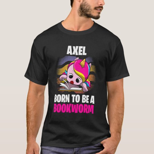 Axel Geboren als Buchwurm Personalisiert T-Shirt (Vorderseite)