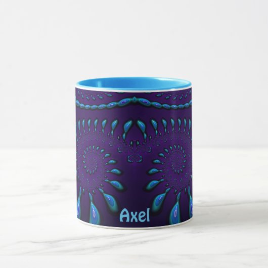 AXEL ~ GLOSSY 3D Zany Blue Fraktal ~ Tasse (Zentrum)