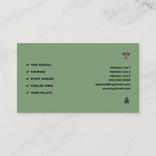 Axes and Fir Trees - Lumberjack Visitenkarte (Rückseite)