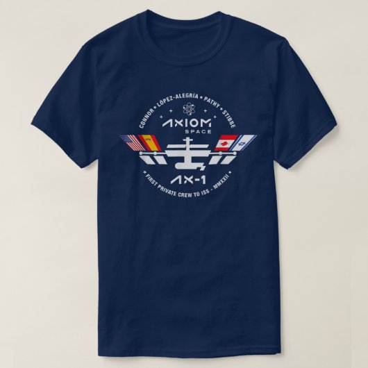 AXIOM A1 Mission Patch Dragon Falcon ISS Space Lau T-Shirt (Design vorne)