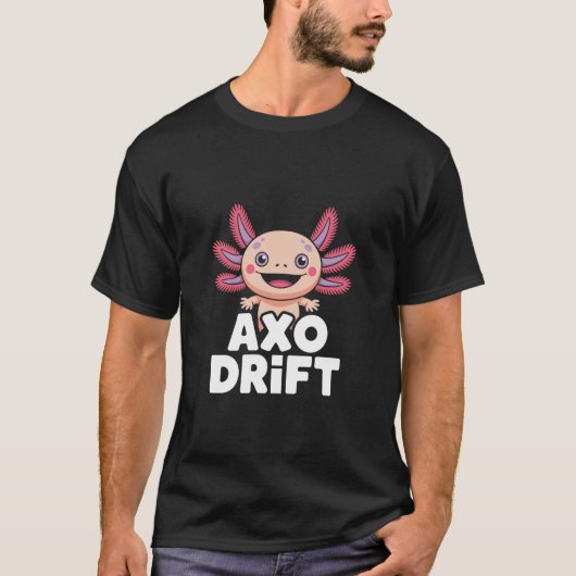 AXO Drift Cute Kawaii Axolotl Cartoon Character T-Shirt (Vorderseite)