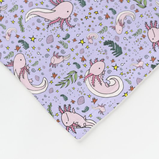 Axolotalen in Lila Fleecedecke (Ecke)