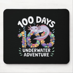 Axolotl 100 Days of School Underwater Adventure Sm Mousepad