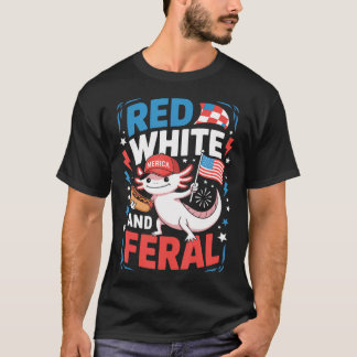Axolotl 4. Juli USA Rot Weiß Und T-Shirt