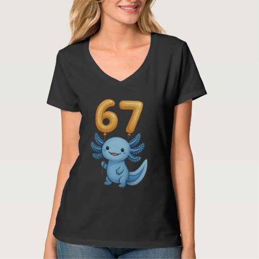 Axolotl 67 Meme Six Seven Balloon Funny Gen Alpha T-Shirt (Vorderseite)