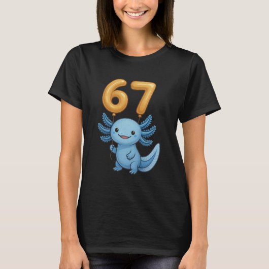 Axolotl 67 Meme Six Seven Balloon Funny Gen Alpha T-Shirt (Vorderseite)