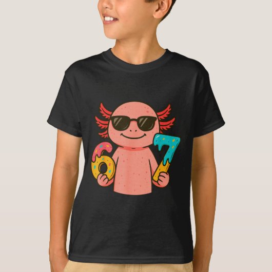 Axolotl 67 Meme Six Seven Funny Ice Cream Drip  T-Shirt (Vorderseite)