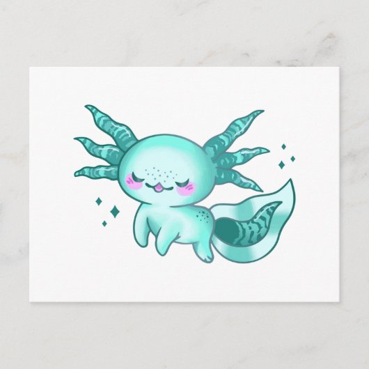 Axolotl Adorable Niedlicher Cartoon wie Postkarte (Vorderseite)