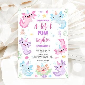 Axolotl Alotl Fun Birthday Party Invitation Einladung