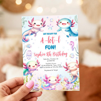 Axolotl Alotl Fun Birthday Party Invitation Einladung