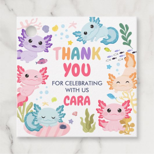 Axolotl Alotl Fun Birthday Party Square Geschenkanhänger (Vorderseite)