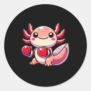 Axolotl als Boxer Funny Boxing verkleidet Runder Aufkleber