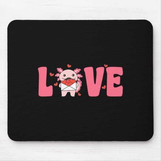 Axolotl Animals With Hearts Love Premium Tri-blend Mousepad (Vorne)
